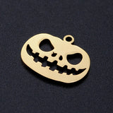5pcs Titanium Stainless Steel Pumpkin Lantern Charms 17.5x15mm