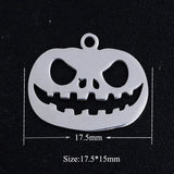 5pcs Titanium Stainless Steel Pumpkin Lantern Charms 17.5x15mm