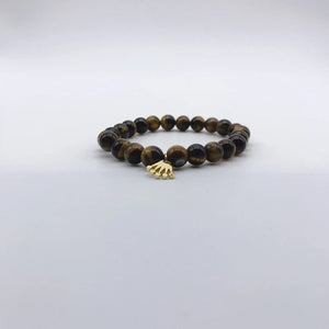 5pcs/lot Tiger Eye Bead Bracelets with Hamsa Charm