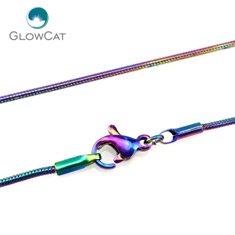 5pcs Rainbow Silver 1.2mm Stainless Steel Snake Chains Necklace