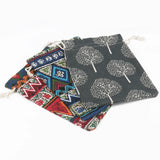 5pcs Vintage Printing Cotton Organza Bags 10x14 13x18 15x20cm