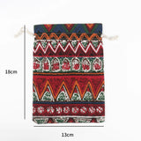 5pcs Vintage Printing Cotton Organza Bags 10x14 13x18 15x20cm