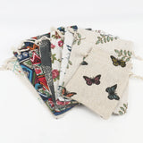 5pcs Vintage Printing Cotton Organza Bags 10x14 13x18 15x20cm