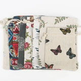 5pcs Vintage Printing Cotton Organza Bags 10x14 13x18 15x20cm