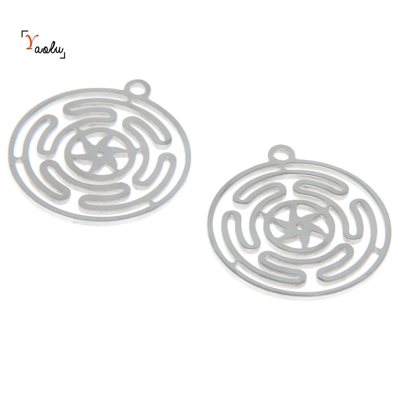 5pcs Wheel of Hecate Stainless Steel Charm Pendant 28x25mm