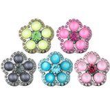 5pcs Cat's Eye Stone Crystal Flower 18mm Snap Button Jewelry DIY Snap Accessoris