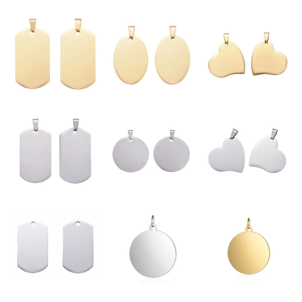 5pcs Stainless Steel Stamping Blank Tag Pendant For Jewelry Making