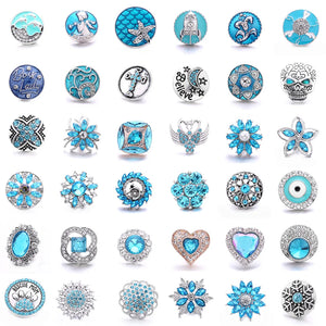 5pcs Vintage Metal Crystal Flower Snap Buttons for Snap Bracelet
