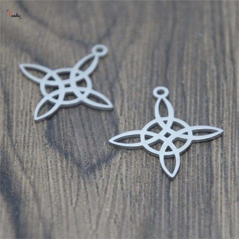 5pcs Witch's Knot Symbol Charm Pendant Stainless Steel 27.5x25mm