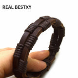 5pcs 13x6.2x180mm Braided Leather Rope Brown Cord DIY Bracelet Jewelry