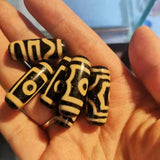 5pcs/lot Ivory Yellow Horseshoe Pattern Tibetan Agate Dzi 2/3/4 Eyes