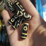 5pcs/lot Ivory Yellow Horseshoe Pattern Tibetan Agate Dzi 2/3/4 Eyes