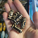 5pcs/lot Ivory Yellow Horseshoe Pattern Tibetan Agate Dzi 2/3/4 Eyes
