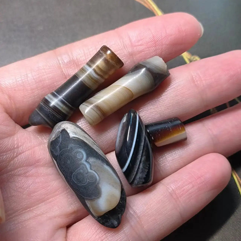 5pcs Natural Old Winding Striped Eyes Agate Beads Unique Accessories Jewelry