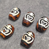 5pcs Natural Old Agate Dzi Bead Reddish Brown Retro Balls