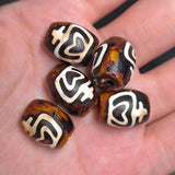 5pcs Natural Old Agate Dzi Bead Reddish Brown Retro Balls