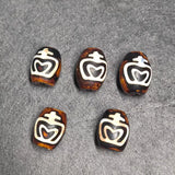 5pcs Natural Old Agate Dzi Bead Reddish Brown Retro Balls