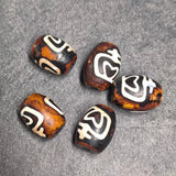 5pcs Natural Old Agate Dzi Bead Reddish Brown Retro Balls