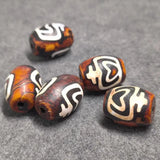 5pcs Natural Old Agate Dzi Bead Reddish Brown Retro Balls