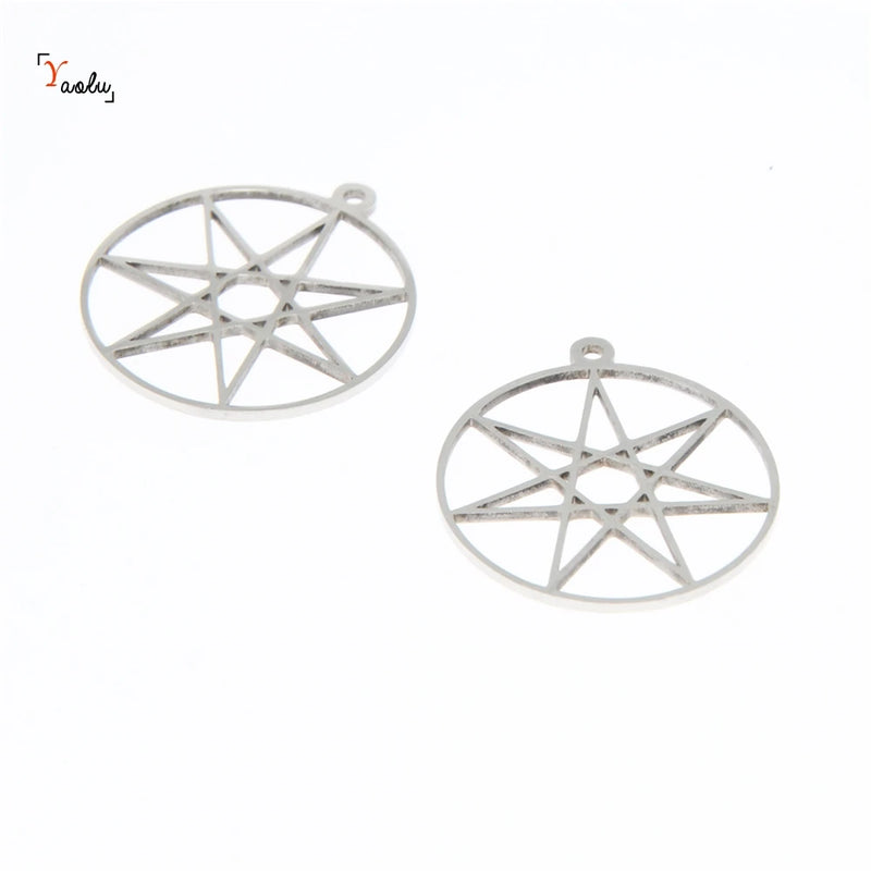 7 Pointed Star Kabbalah Charm Pendant Stainless Steel 28x25mm