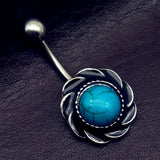 Vintage Bow Palm Hand Dangle Navel Belly Bar Body Piercing Jewelry