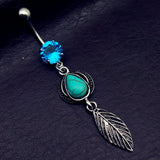 Vintage Bow Palm Hand Dangle Navel Belly Bar Body Piercing Jewelry