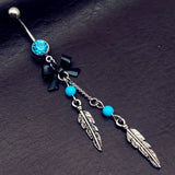 Vintage Bow Palm Hand Dangle Navel Belly Bar Body Piercing Jewelry