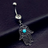Vintage Bow Palm Hand Dangle Navel Belly Bar Body Piercing Jewelry
