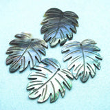 5pcs Shell Pendants Carving Leaf Shape 45x40mm Mother of Pearl Shell Beads
