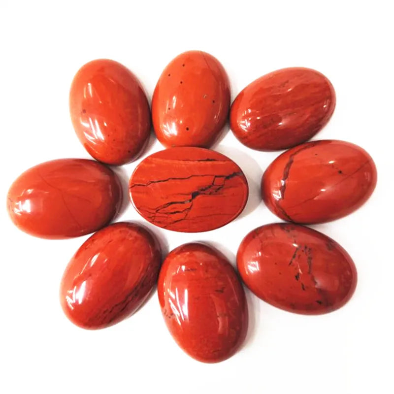 5pcs Red Stone Cabochons 18x25mm Oval Shape Beads Jewelry Components