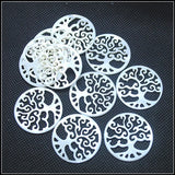 5pcs Shell Pendants Round 30mm Mother of Pearl Tree Flower Shape