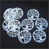 5pcs Shell Pendants Round 30mm Mother of Pearl Tree Flower Shape