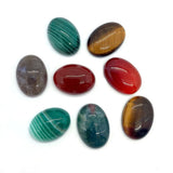 5pcs Oval Shaped Tiger Eye Red Agate Cabochons DIY Rings 4 Colors