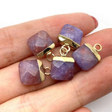 5pcs Square Charms 8 Colors Plated Natural Stones DIY Necklace