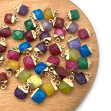 5pcs Square Charms 8 Colors Plated Natural Stones DIY Necklace