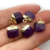 5pcs Square Charms 8 Colors Plated Natural Stones DIY Necklace