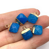 5pcs Square Charms 8 Colors Plated Natural Stones DIY Necklace
