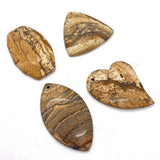 5pcs Mixed Shape Natural Stone Drawing Pendant Set for DIY Necklace