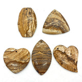 5pcs Mixed Shape Natural Stone Drawing Pendant Set for DIY Necklace