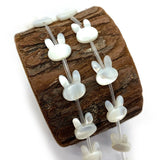 5pcs Rabbit Shaped Natural Sea Shell Loose Beads 10x12mm White/black DIY