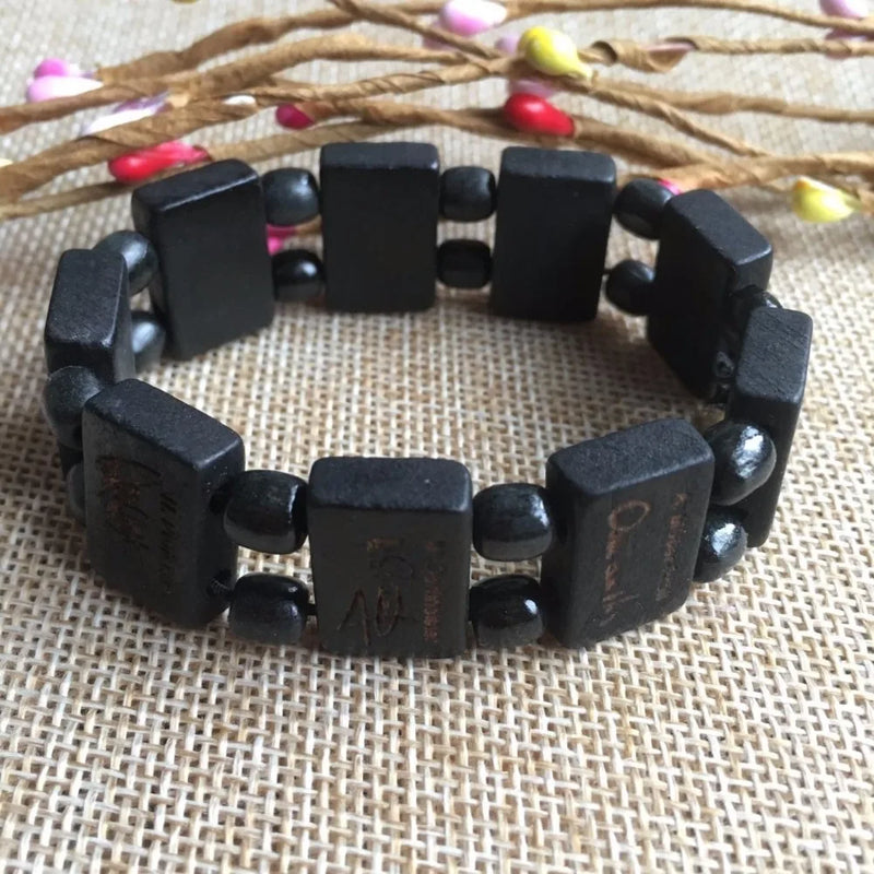 5pcs Wood Bead Bracelet with Star Signature, Rosary Bracelet