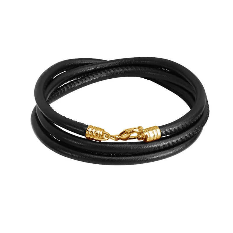 5pcs PU Leather Bracelet Chain Men Stainless Steel Clasp