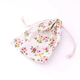 5pcs Pink Flower Cotton Bags 14*16cm Travel Packaging Pouches