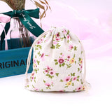5pcs Pink Flower Cotton Bags 14*16cm Travel Packaging Pouches