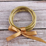 5pcs/set Rainbow Glitter Silicone Bangle Bracelets for Women Girls