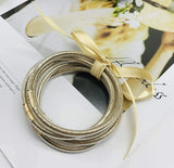 5pcs Glitter Filled Jelly Bangle Bracelets Lightweight Buddha Girl Bracelets