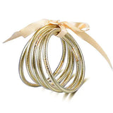 5pcs Glitter Filled Jelly Bangle Bracelets Lightweight Buddha Girl Bracelets