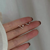5pcs/set Small Crystal Stud Earring Set - Silver