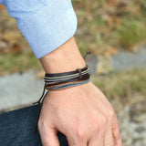 5pcs/set Braided Wrap Leather Bracelet for Men Vintage Charm Wood Beads