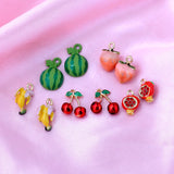 5pcs Fruit Jewelry Charms Multicolor Enamel DIY Earrings Pendants